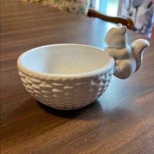 White Ceramic Squirrel Accent Bowl